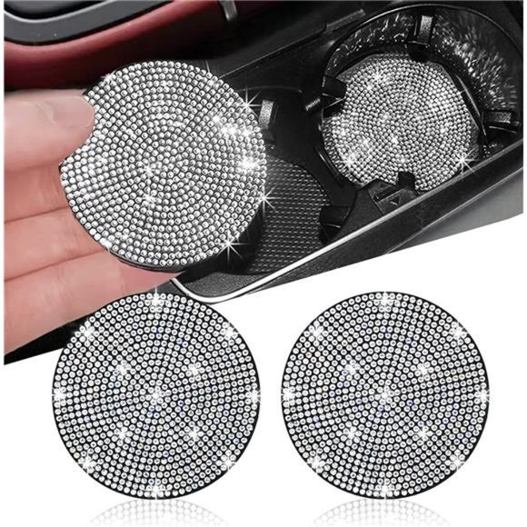 2pcs Bling Car Cup Holder Coaster, 2.75 inch Anti-Slip Shockproof Universal - Picture 1 of 6